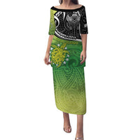 Custom New Zealand Cook Islands Puletasi Maori Tiki With Circle Stars Turtle - Polynesian Pride