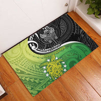 New Zealand Cook Islands Rubber Doormat Maori Tiki With Circle Stars Turtle - Polynesian Pride