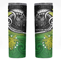 Custom New Zealand Cook Islands Skinny Tumbler Maori Tiki With Circle Stars Turtle - Polynesian Pride