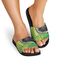 New Zealand Cook Islands Slide Sandals Maori Tiki With Circle Stars Turtle - Polynesian Pride