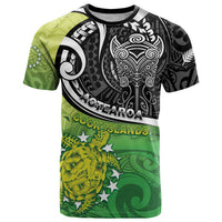 Personalised New Zealand Cook Islands T Shirt Maori Tiki With Circle Stars Turtle LT05 Multicolor - Polynesian Pride