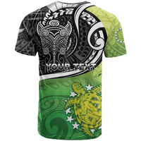 Custom New Zealand Cook Islands T Shirt Maori Tiki With Circle Stars Turtle - Polynesian Pride