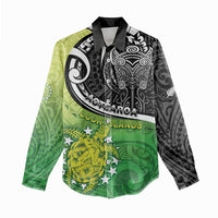 Custom New Zealand Cook Islands Women Casual Shirt Maori Tiki With Circle Stars Turtle - Polynesian Pride