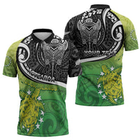 Custom New Zealand Cook Islands Zipper Polo Shirt Maori Tiki With Circle Stars Turtle - Polynesian Pride