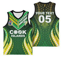 Custom Cook Islands Rugby Basketball Jersey Unique Style Green Version - Polynesian Pride