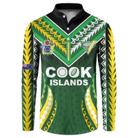 Custom Cook Islands Rugby Button Sweatshirt Unique Style Green Version - Polynesian Pride