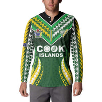 Custom Cook Islands Rugby Button Sweatshirt Unique Style Green Version - Polynesian Pride