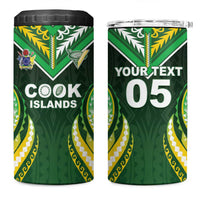 Custom Cook Islands Rugby 4 in 1 Can Cooler Tumbler Unique Style Green Version - Polynesian Pride