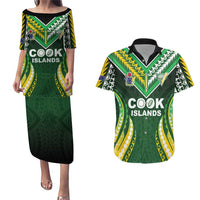 Custom Cook Islands Rugby Couples Matching Puletasi and Hawaiian Shirt Unique Style Green Version - Polynesian Pride