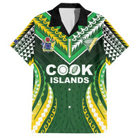 Custom Cook Islands Rugby Family Matching Long Sleeve Bodycon Dress and Hawaiian Shirt Unique Style Green Version - Polynesian Pride