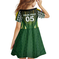 Custom Cook Islands Rugby Family Matching Off The Shoulder Long Sleeve Dress and Hawaiian Shirt Unique Style Green Version - Polynesian Pride