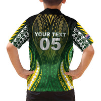 Custom Cook Islands Rugby Family Matching Off Shoulder Maxi Dress and Hawaiian Shirt Unique Style Green Version - Polynesian Pride