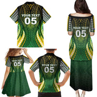 Custom Cook Islands Rugby Family Matching Puletasi and Hawaiian Shirt Unique Style Green Version - Polynesian Pride