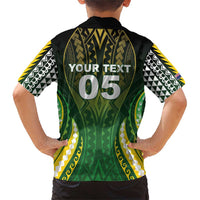 Custom Cook Islands Rugby Family Matching Short Sleeve Bodycon Dress and Hawaiian Shirt Unique Style Green Version - Polynesian Pride
