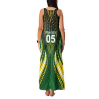 Custom Cook Islands Rugby Family Matching Tank Maxi Dress and Hawaiian Shirt Unique Style Green Version - Polynesian Pride