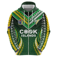 Custom Cook Islands Rugby Hoodie Unique Style Green Version - Polynesian Pride