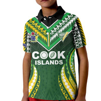 Custom Cook Islands Rugby Kid Polo Shirt Unique Style Green Version - Polynesian Pride