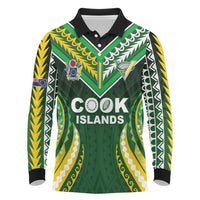 Custom Cook Islands Rugby Long Sleeve Polo Shirt Unique Style Green Version - Polynesian Pride