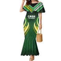 Custom Cook Islands Rugby Mermaid Dress Unique Style Green Version - Polynesian Pride