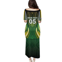 Custom Cook Islands Rugby Puletasi Unique Style Green Version - Polynesian Pride