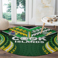 Cook Islands Rugby Round Carpet Unique Style Green Version - Polynesian Pride