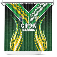 Cook Islands Rugby Shower Curtain Unique Style Green Version - Polynesian Pride
