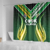 Cook Islands Rugby Shower Curtain Unique Style Green Version - Polynesian Pride