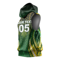 Custom Cook Islands Rugby Sleeveless Hoodie Unique Style Green Version - Polynesian Pride