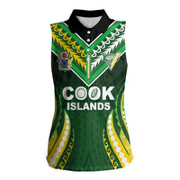 Custom Cook Islands Rugby Women Sleeveless Polo Shirt Unique Style Green Version - Polynesian Pride