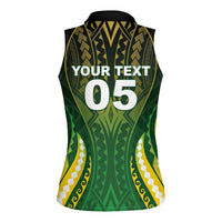Custom Cook Islands Rugby Women Sleeveless Polo Shirt Unique Style Green Version - Polynesian Pride