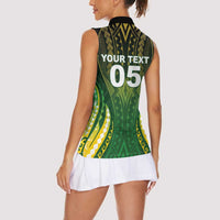 Custom Cook Islands Rugby Women Sleeveless Polo Shirt Unique Style Green Version - Polynesian Pride