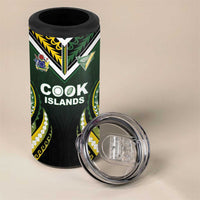 Custom Cook Islands Rugby 4 in 1 Can Cooler Tumbler Unique Style Black Version - Polynesian Pride