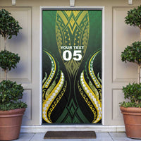 Custom Cook Islands Rugby Door Cover Unique Style Black Version - Polynesian Pride
