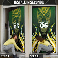 Custom Cook Islands Rugby Door Cover Unique Style Black Version - Polynesian Pride