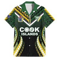 Custom Cook Islands Rugby Family Matching Off The Shoulder Long Sleeve Dress and Hawaiian Shirt Unique Style Black Version - Polynesian Pride