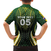 Custom Cook Islands Rugby Family Matching Off Shoulder Maxi Dress and Hawaiian Shirt Unique Style Black Version - Polynesian Pride