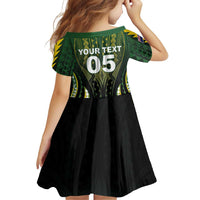 Custom Cook Islands Rugby Family Matching Short Sleeve Bodycon Dress and Hawaiian Shirt Unique Style Black Version - Polynesian Pride