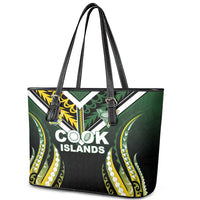 Cook Islands Rugby Leather Tote Bag Unique Style Black Version - Polynesian Pride