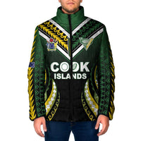 Custom Cook Islands Rugby Padded Jacket Unique Style Black Version - Polynesian Pride
