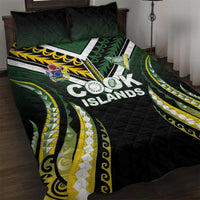 Cook Islands Rugby Quilt Bed Set Unique Style Black Version - Polynesian Pride