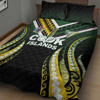 Cook Islands Rugby Quilt Bed Set Unique Style Black Version - Polynesian Pride