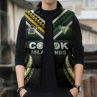 Custom Cook Islands Rugby Sleeveless Puffer Jacket Unique Style Black Version - Polynesian Pride