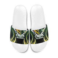 Cook Islands Rugby Slide Sandals Unique Style Black Version - Polynesian Pride