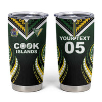 Custom Cook Islands Rugby Tumbler Cup Unique Style Black Version - Polynesian Pride