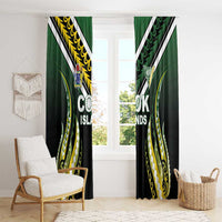 Cook Islands Rugby Window Curtain Unique Style Black Version - Polynesian Pride