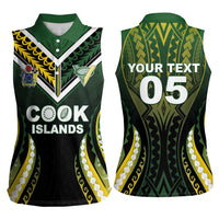 Custom Cook Islands Rugby Women Sleeveless Polo Shirt Unique Style Black Version - Polynesian Pride