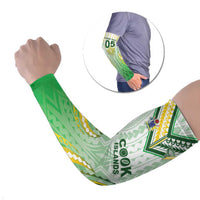 Custom Cook Islands Rugby Arm Sleeves Unique Style White Version - Polynesian Pride