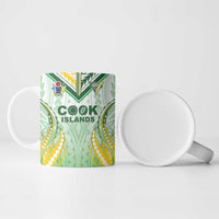 Custom Cook Islands Rugby Ceramic Mug Unique Style White Version - Polynesian Pride