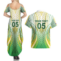 Custom Cook Islands Rugby Couples Matching Summer Maxi Dress and Hawaiian Shirt Unique Style White Version - Polynesian Pride