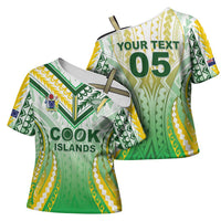Custom Cook Islands Rugby Cross Shoulder Shirt Unique Style White Version - Polynesian Pride